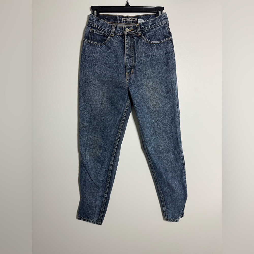 Vintage 80s Jordache Acid Wash High Rise Mom Jeans Zip Ankle
